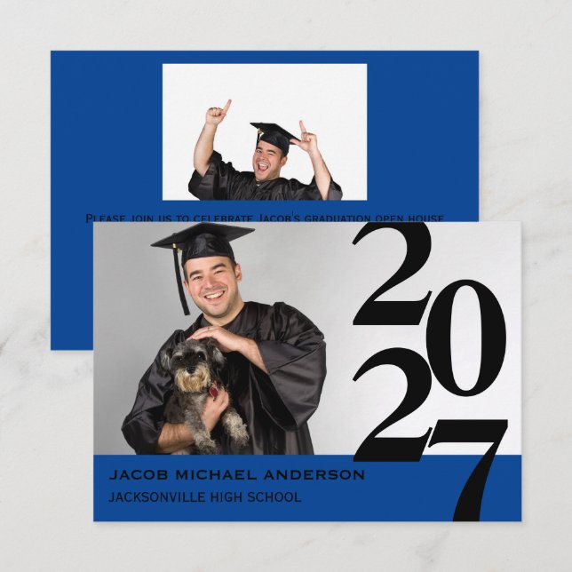 Off Centre Numbers - 3x5 Graduation Announcement (Front/Back)