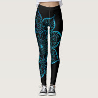 Off-Centred Teal Faux Glitter Mandala on Black