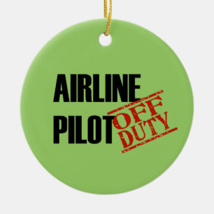 OFF DUTY Airline Pilot Ceramic Tree Decoration