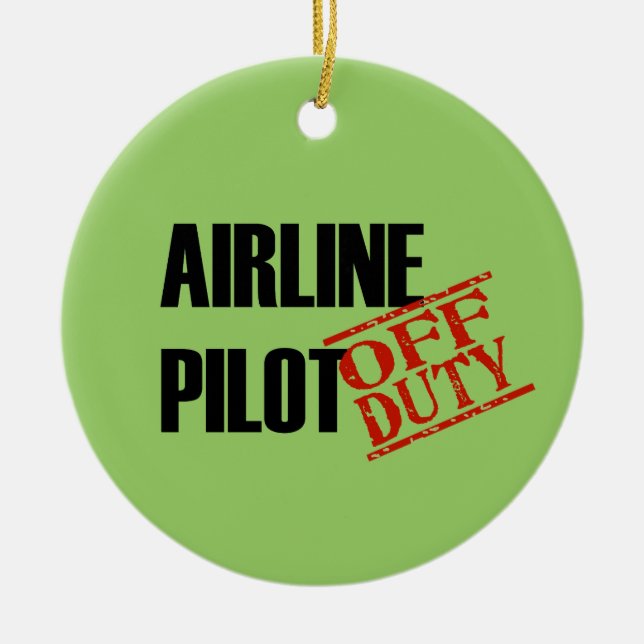 OFF DUTY Airline Pilot Ceramic Tree Decoration (Front)