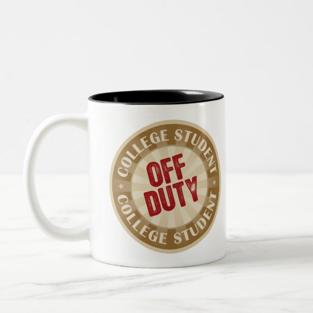 Off Duty College Student Two-Tone Coffee Mug (Left)