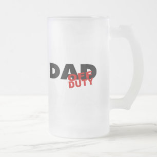 Off Duty Dad (Blk) Frosted Glass Beer Mug