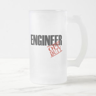 Off Duty Engineer Frosted Glass Beer Mug