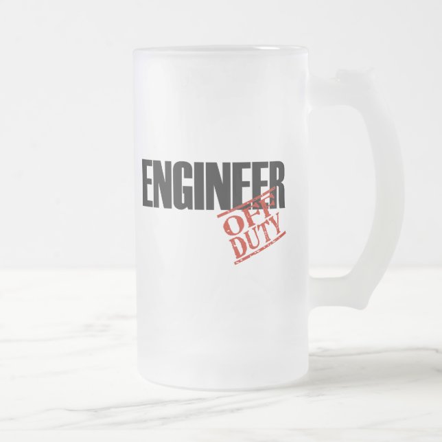 Off Duty Engineer Frosted Glass Beer Mug (Right)