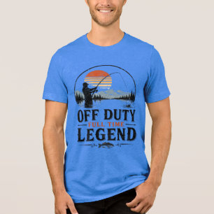 'Off Duty Full Time Legend' Vintage Fishing Tri-Blend Shirt