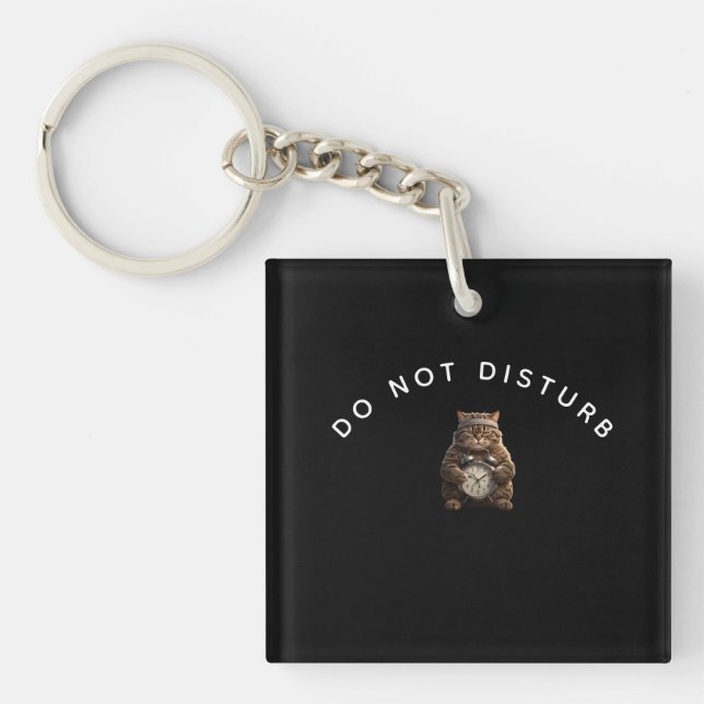 Off Duty Gym Cat Keychain – Funny Muscle Cat Gift (Front)