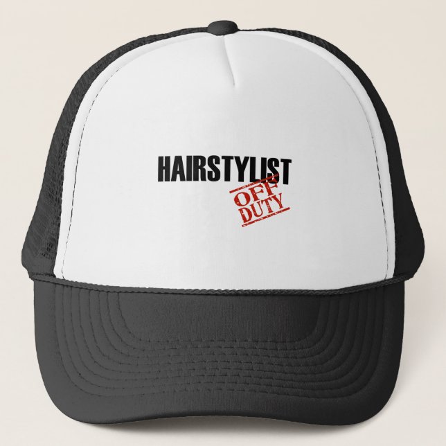 OFF DUTY HAIRSTYLIST LIGHT TRUCKER HAT (Front)