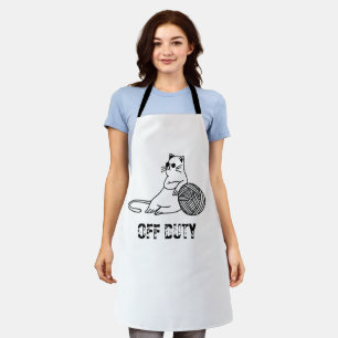 Off Duty Lazy Cat - Cute and Funny Bored Cat Two-T Apron