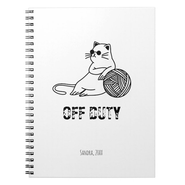 Off Duty Lazy Cat - Cute and Funny Bored Cat Two-T Notebook (Front)
