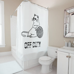Off Duty Lazy Cat - Cute and Funny Bored Cat Two-T Shower Curtain