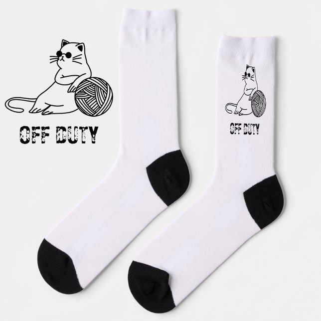 Off Duty Lazy Cat - Cute and Funny Bored Cat Two-T Socks (Creator Uploaded)