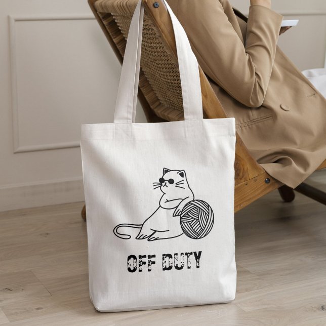 Off Duty Lazy Cat - Cute and Funny Bored Cat Two-T Tote Bag (Creator Uploaded)