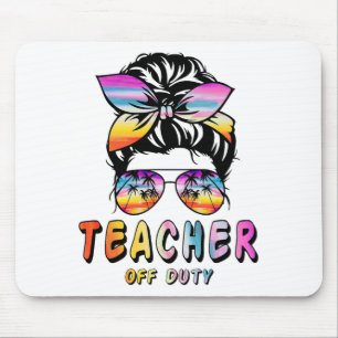 Off Duty Messy Bun Rainbow Sungles End Of School Mouse Mat