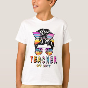 Off Duty Messy Bun Rainbow Sungles End Of School T-Shirt