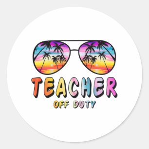 Off Duty Rainbow Sungles Palm Beach End Of School Classic Round Sticker