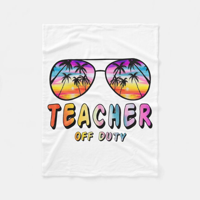Off Duty Rainbow Sungles Palm Beach End Of School  Fleece Blanket (Front)