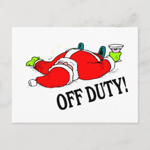 Off Duty Santa (Drunk) Holiday Postcard