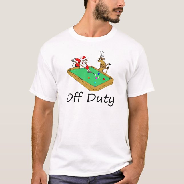 Off Duty Santa (Playing Pool) T-Shirt (Front)