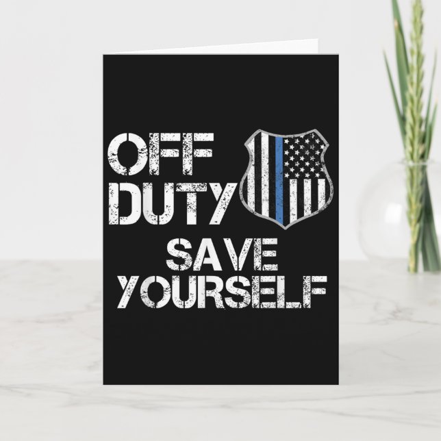 Off Duty Save Yourself Funny Lice Blue Line Gift  Card (Front)