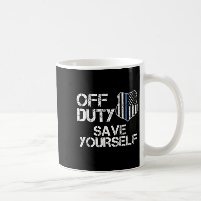 Off Duty Save Yourself Funny Lice Blue Line Gift  Coffee Mug (Right)
