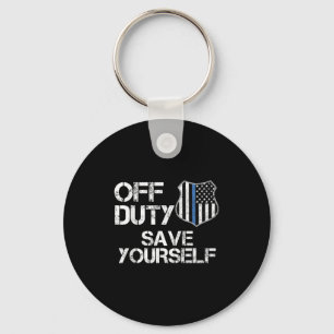 Off Duty Save Yourself Funny Lice Blue Line Gift Key Ring