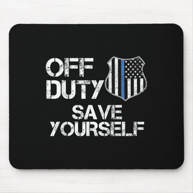 Off Duty Save Yourself Funny Lice Blue Line Gift  Mouse Mat (Front)