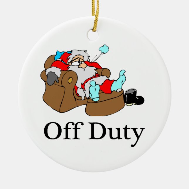 Off Duty Tired Santa Ceramic Tree Decoration (Front)