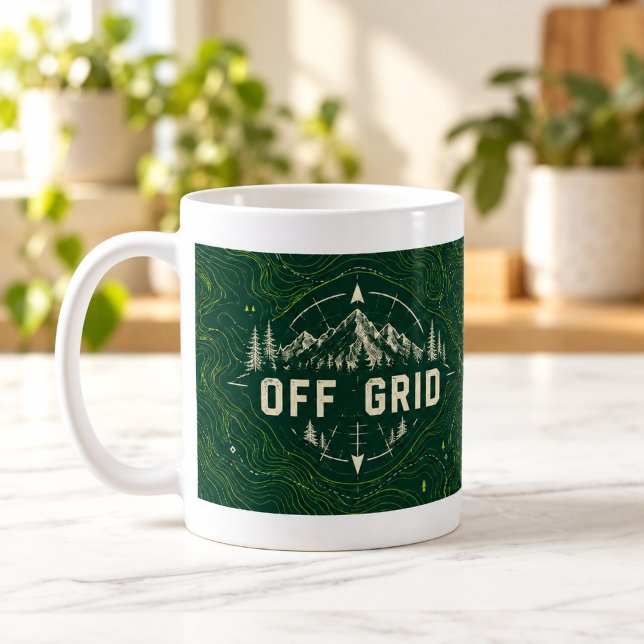 Off Grid Topographic Contour Map Mug (Off Grid Topographic Contour Map Mug — digital mockup.)