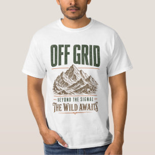 Off Grid Vintage Mountain Design T-Shirt