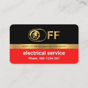 OFF-ON Electrical Switch Gold Line Business Card