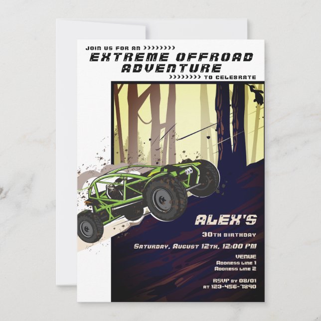 Off Road Adventure ATV UTV Extreme Sports Car Club Invitation (Front)