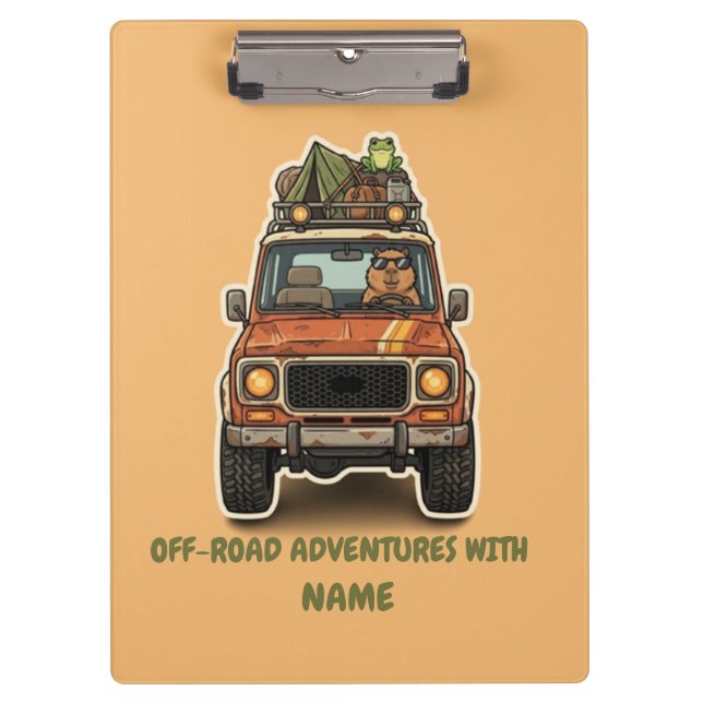 Off-Road Capybara Camping Custom Clipboard (Front)