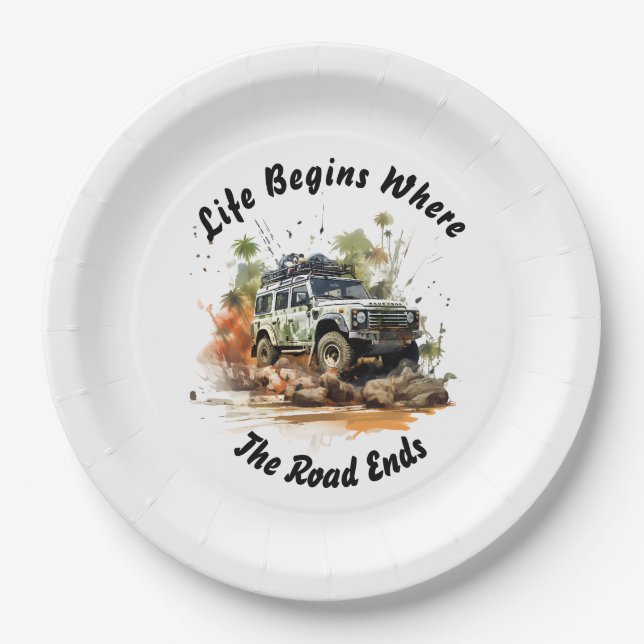 Off-road Car Adventure Paper Plates (Front)