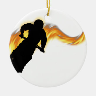 Off Road Dirt Bike with Flames Ceramic Tree Decoration
