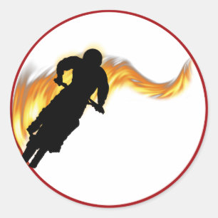 Off Road Dirt Bike with Flames Classic Round Sticker