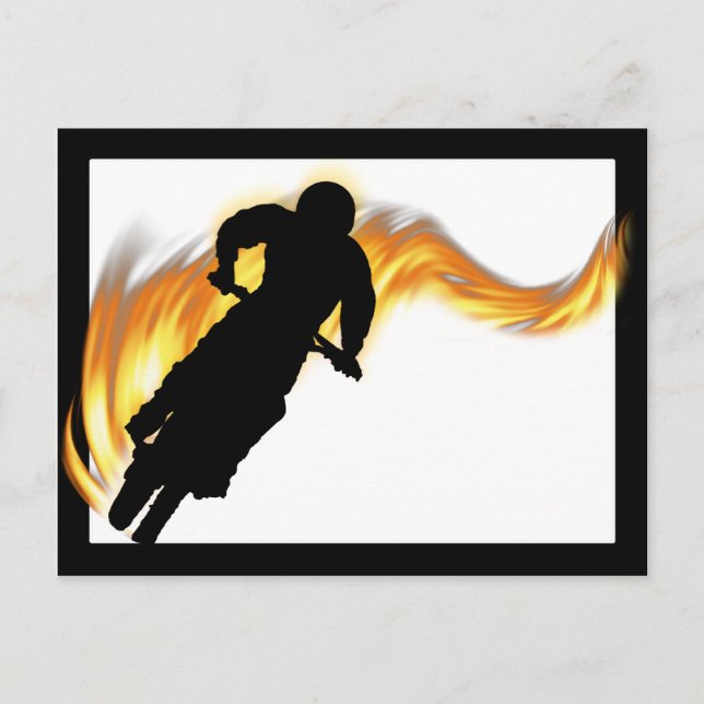 Off Road Dirt Bike with Flames Postcard (Front)