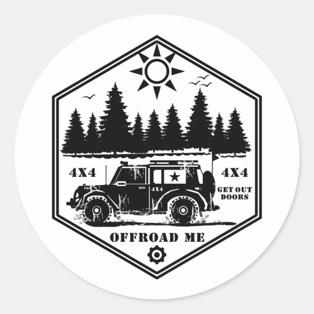OFF ROAD ME Wilderness BW Classic Round Sticker (Front)
