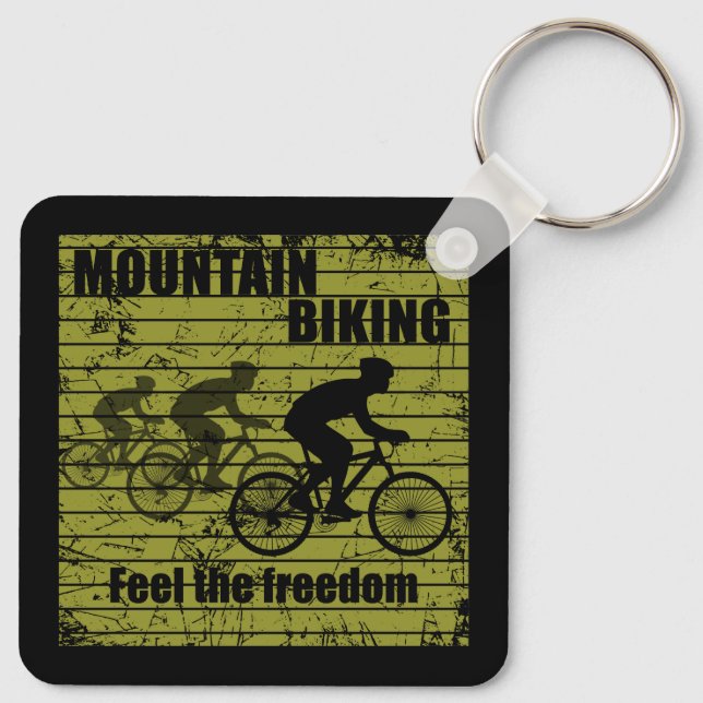 off road mountain biking saying quote key ring (Back)