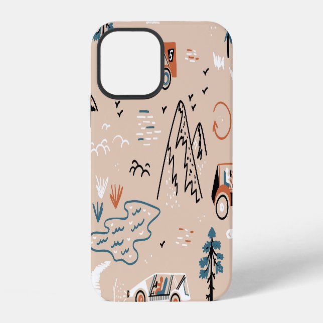 Off-road racing, vintage seamless. iPhone case (Back)