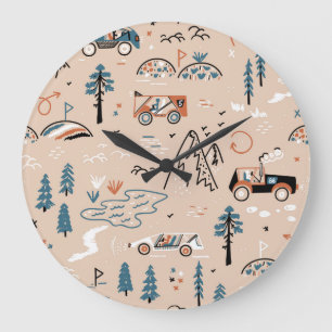 Off-road racing, vintage seamless. large clock