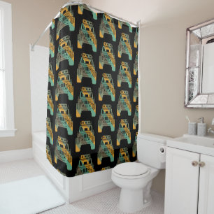 Off Road Retro Style 4x4 Vehicle Car Lover Offroad Shower Curtain