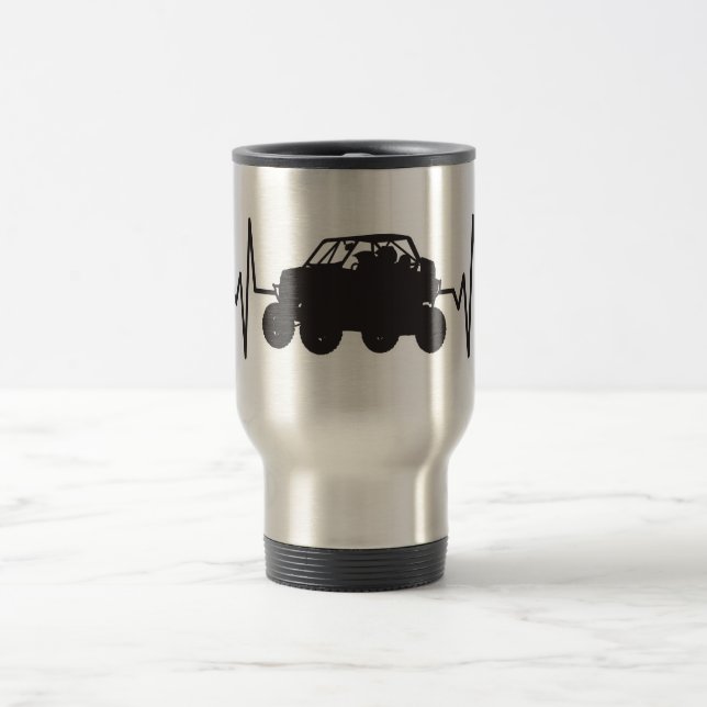 Off-Road UTV Racing - Heartbeat Pulse Travel Mug (Center)