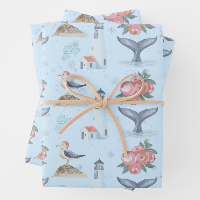 Off-Season Cape Cod Holiday Wrapping Paper (In situ)