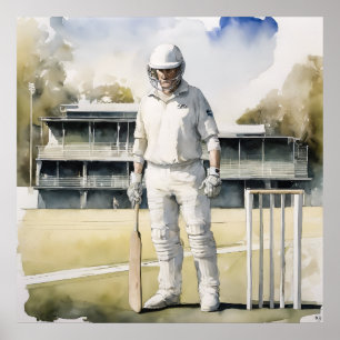 Off Strike - Archival Cricket Print