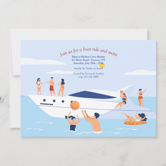 Off The Boat Swim Party Invitation (Front)