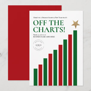 Off the charts Happy New Year Green red Finance Holiday Card