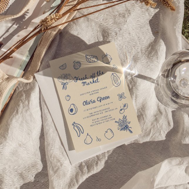 Off The Market Blue Hand Drawn Bridal Shower Invitation (Creator Uploaded)