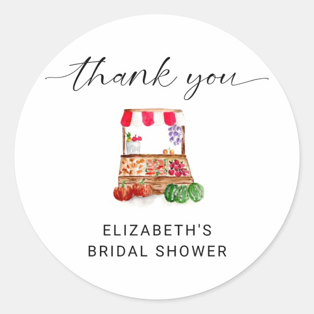 Off the Market Bridal Shower Thank you Custom Classic Round Sticker (Front)