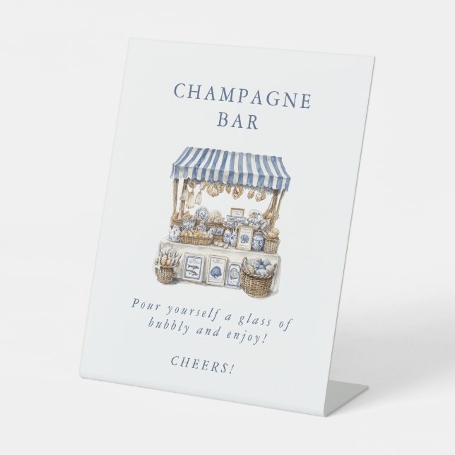 Off the Market Coastal Market Bridal Shower  Pedestal Sign (Front)