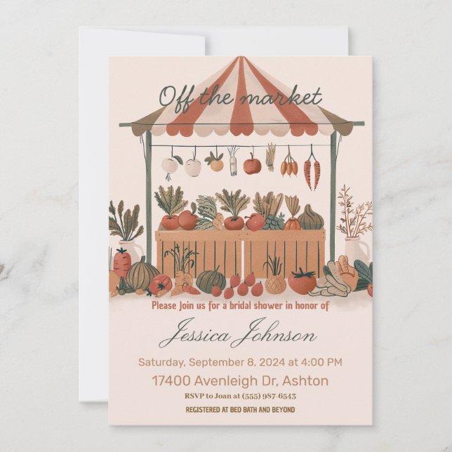 Off the market farmer bridal shower invite (Front)